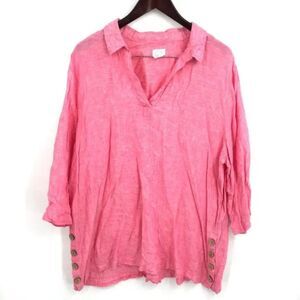 Sigrid Olsen Popover Lightweight Lagenlook Boho Top Linen Barbiecore Pink 1X